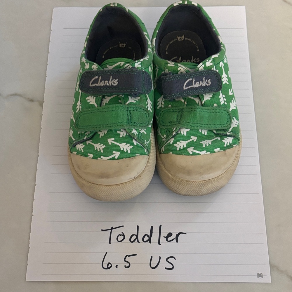 Clarks Green and White Toddler Sneakers